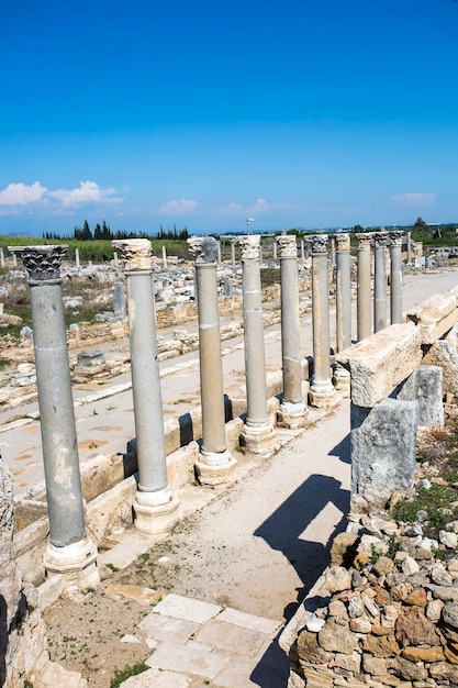 Foto turchia antalya perge storica città antica. foto di concetto di viaggio.