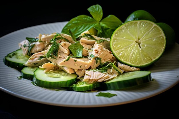 Photo turkey and avocado lettuce wraps with cucumber