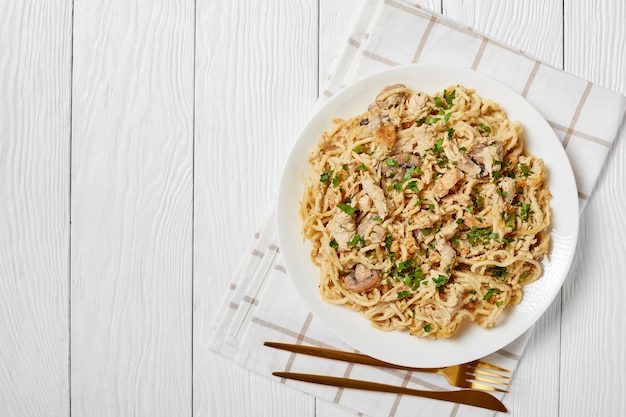 turkey breast tetrazzini on a plate