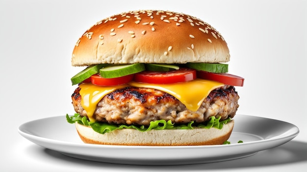 turkey burger isolated on white background