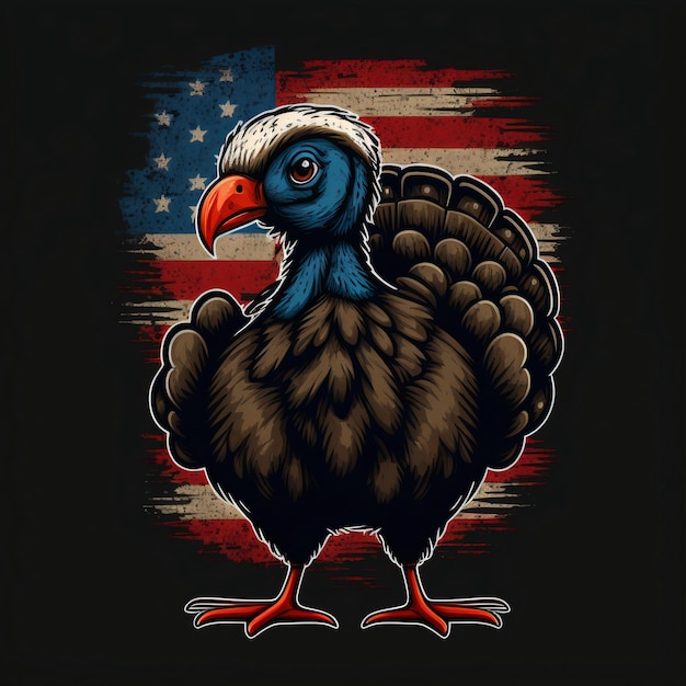 turkey design with american flag