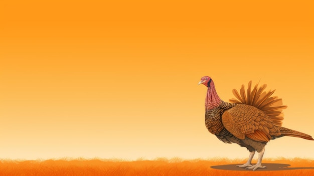 Turkey on a field with orange background