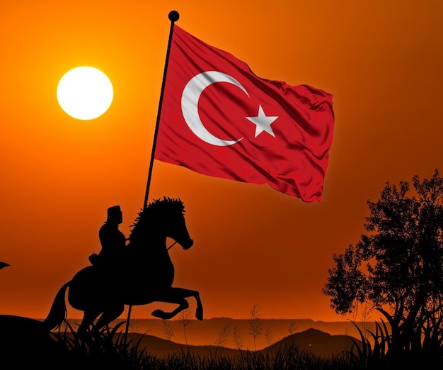 Turkey Flag 3d Rendering Depicting Symbol of Victory, conquest, National Celebrations