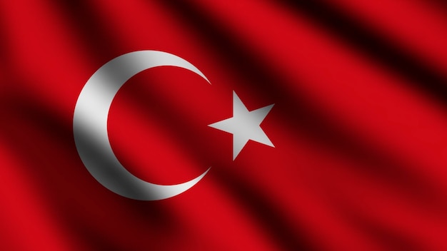 Turkey flag blowing in the wind Full page flying flag 3d illustration