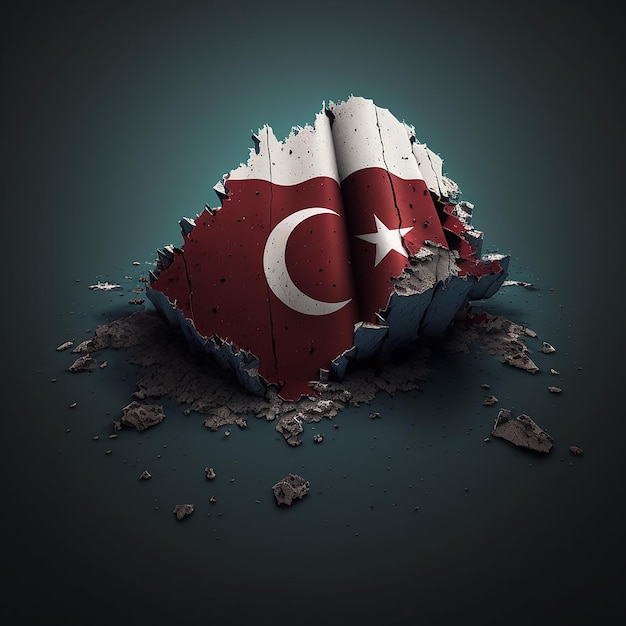 Photo turkey flag collapsed particles