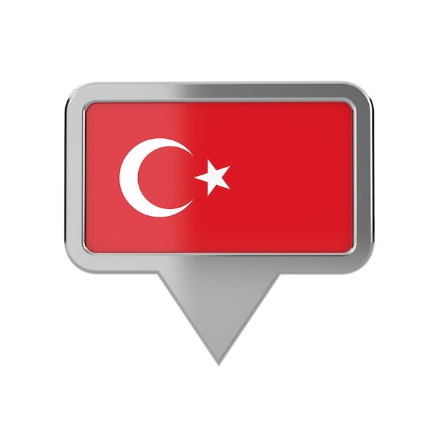 Turkey flag location marker icon 3D Rendering