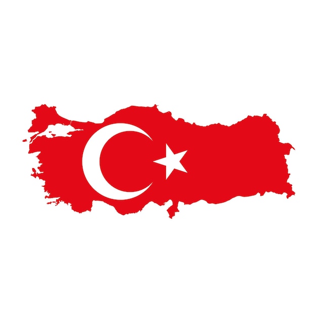 Turkey flag map country outline with national flag