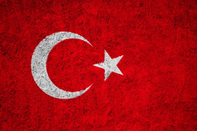 Turkey flag painted on grunge wall