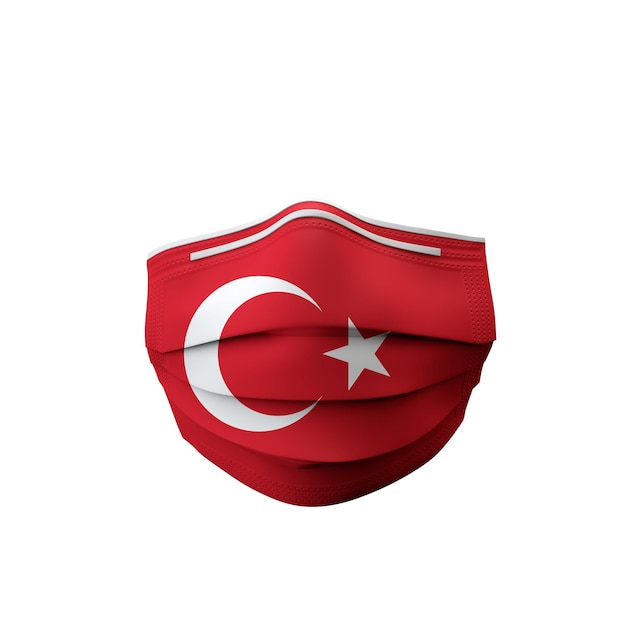 Turkey flag protective medical mask d rendering