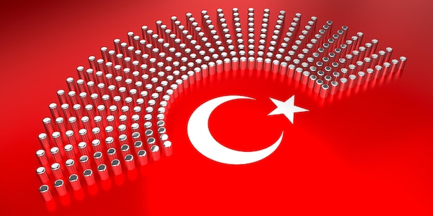 Turkey flag voting parliamentary election concept 3D illustration