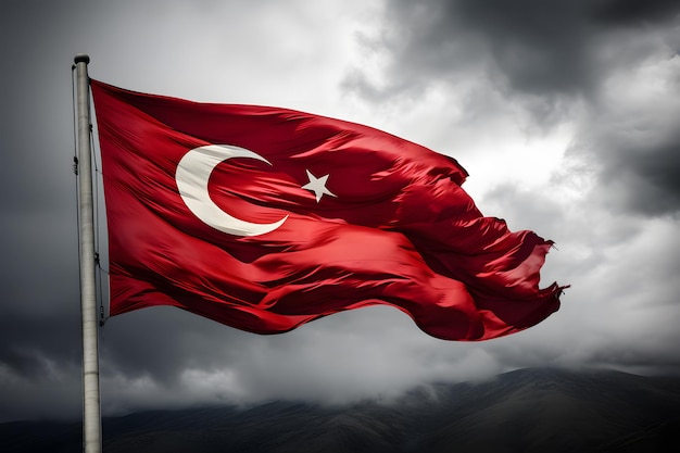 A Turkey flag waving in the wind