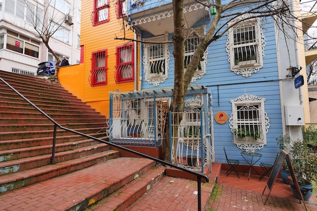 Turkey istanbul 11 may 2023 Historical colorful houses in KUZGUNCUK