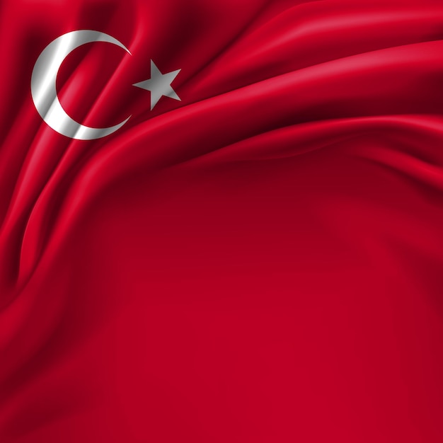 Turkey National Flag symbol on satin fabric 3d illustration for National Day Celebrations