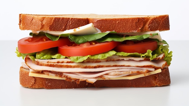 Turkey Sandwich on White Background