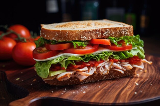 Photo turkey sandwich with vegetables