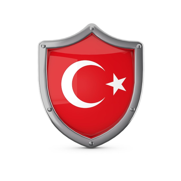 Turkey security concept metal shield shape with national flag