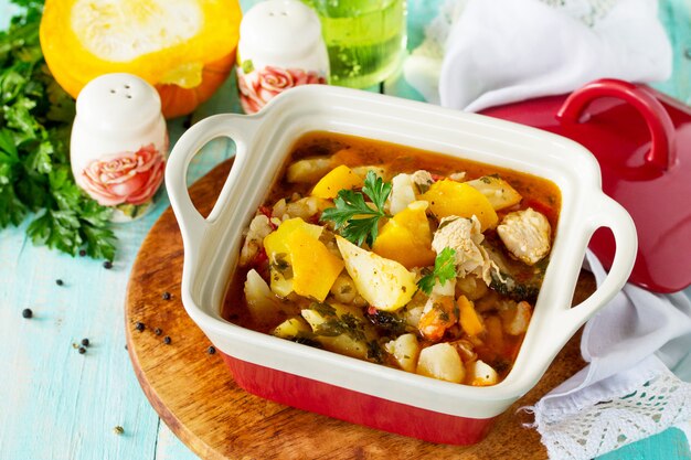 Turkey stew with vegetables and spices