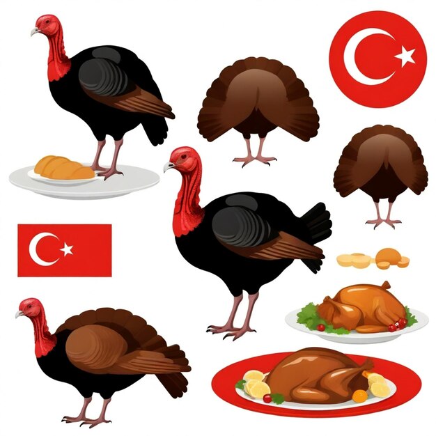 Photo a turkey with a flag and a turkey on the top