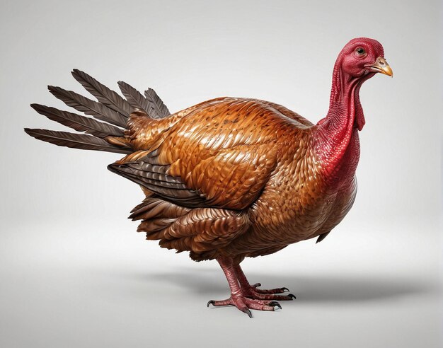 a turkey with a red head and brown feathers