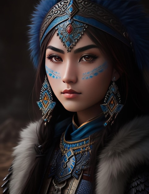 A Turkic woman in tradional dress