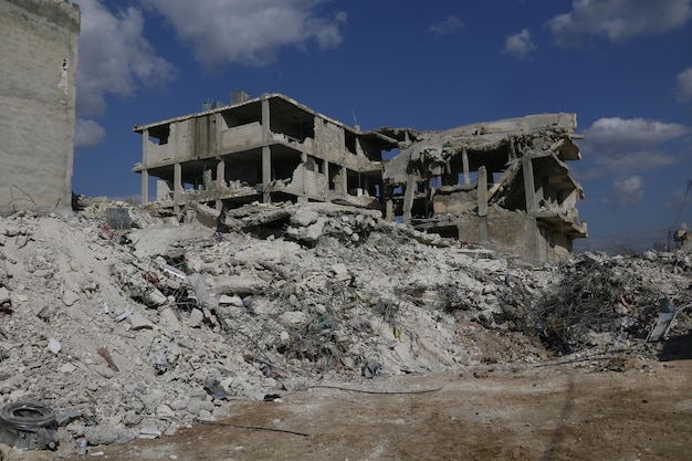Turkije en Syrië aardbeving verwoeste huizen na een sterke aardbeving.