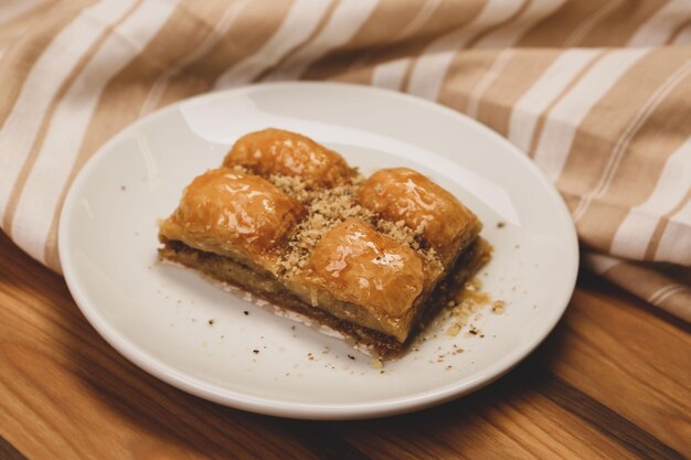 Turkish baklava cake with walnut filling