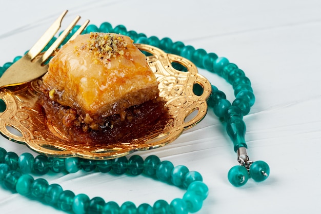 Turkish baklava national dessert served with tea