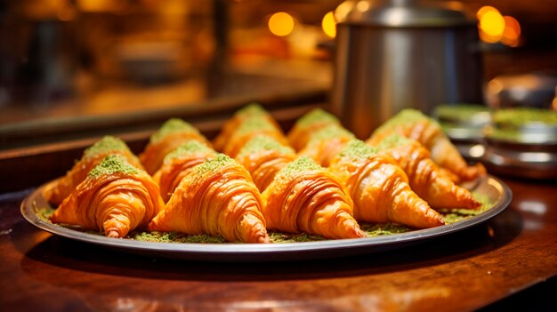 Turkish baklava with pistachios Selective focus