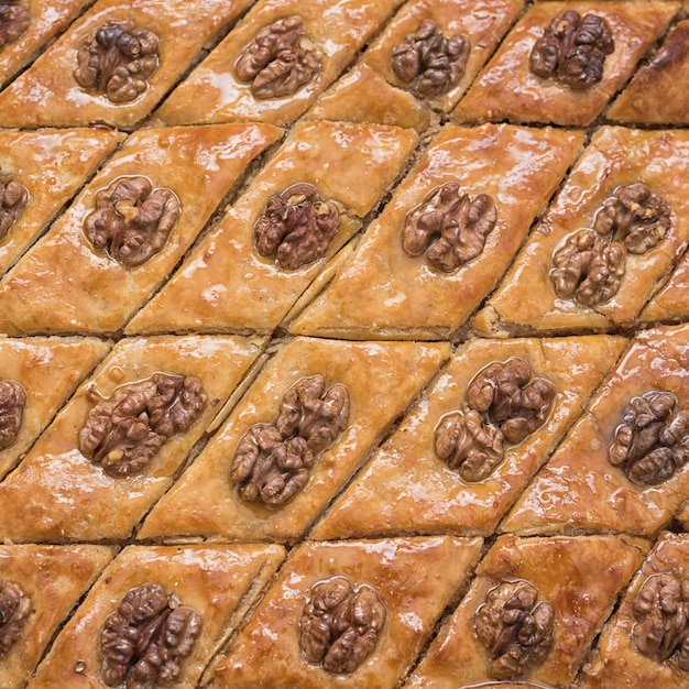 Turkish baklava with walnuts