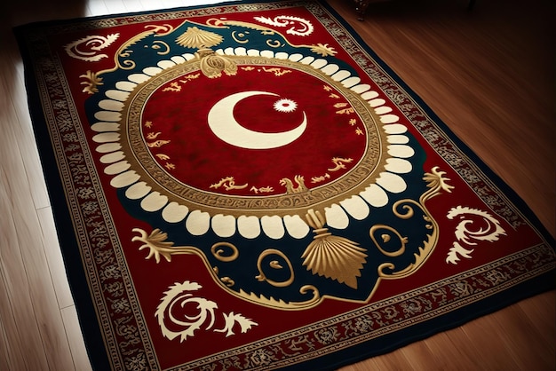 Photo turkish carpets with the national flag ai generated