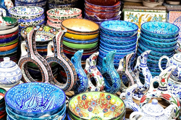 Turkish ceramics in grand bazaar istanbul turkey