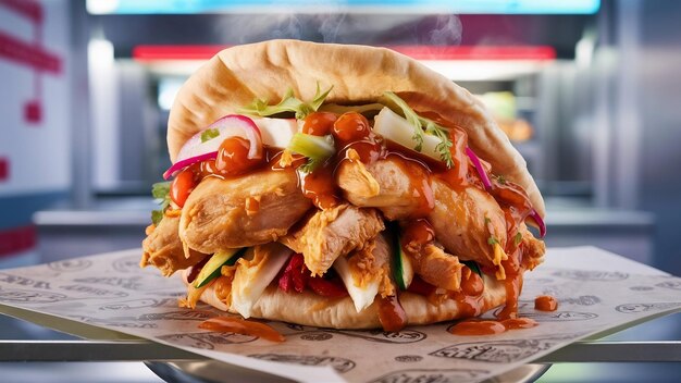 Turkish chicken doner sandwich fast food