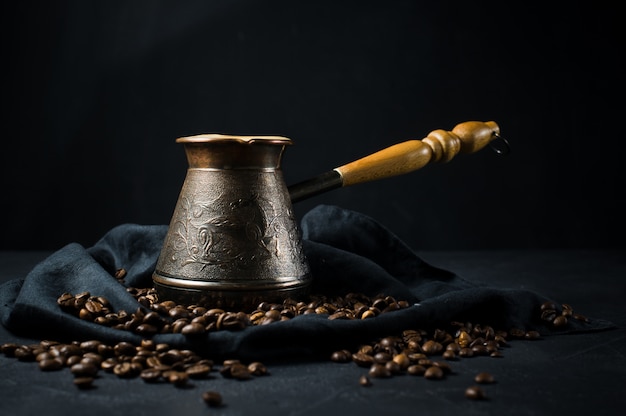 Turkish coffee in Turkey, coffee beans. 