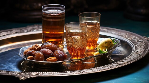 Turkish coffee with sweets and candle holder