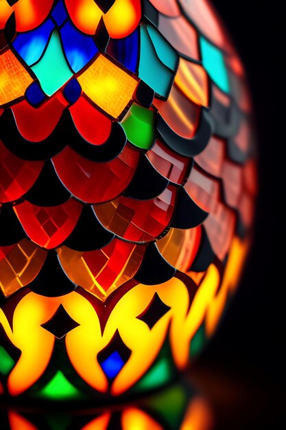 Turkish colorful mosaic glass lamp close up