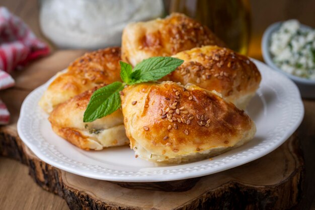 Turkish cuisine; Handmade Cheese Pastry (Turkish name; peynirli pogaca)