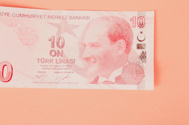 Photo turkish currency turkish lira banknotes