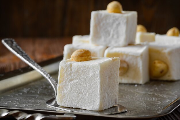 Turkish delight dessert with hazelnut