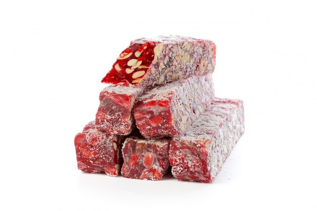 Turkish delight isolated on white.