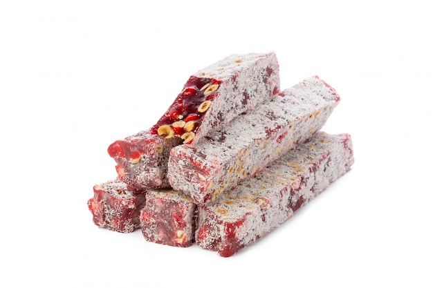 Turkish delight isolated on white.