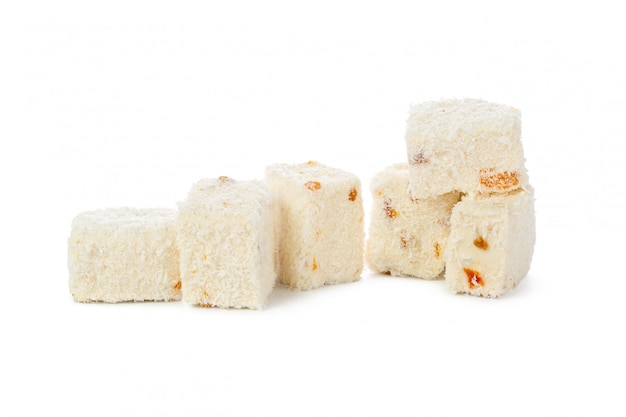 Turkish delight isolated on white.