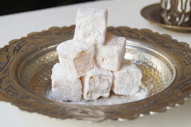 Turkish delight or lokum is a traditional gelatinous sweet, of the soft candy or jelly bean type.