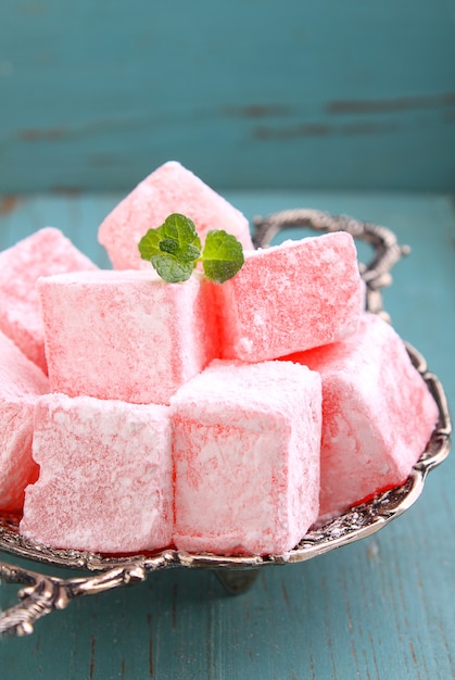 Turkish delight, lukum in powdered sugar