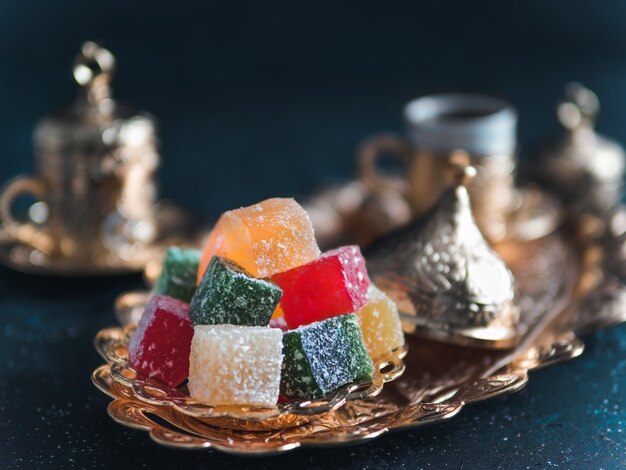 Photo turkish delight and turkish coffee