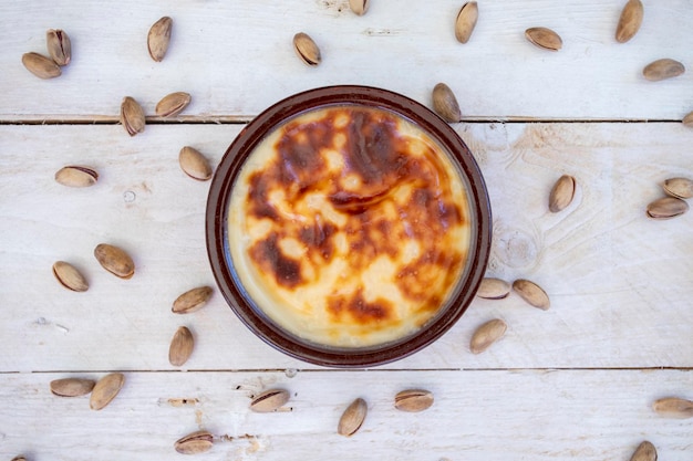 Turkish dessert sutlac Baked rice pudding