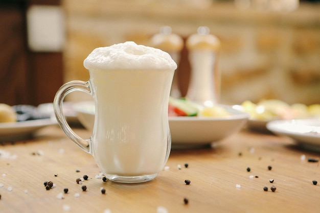 Turkish Drink Ayran or Kefir Buttermilk made with yogurt