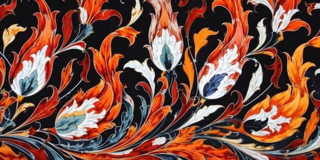 Turkish ebru art tulip pattern