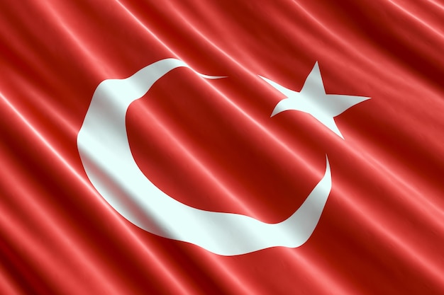 Foto rendering 3d dello sfondo della bandiera turca