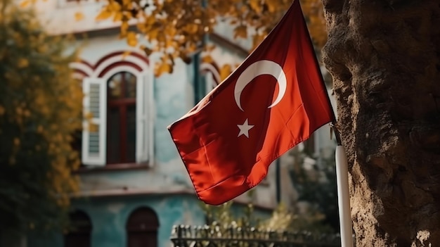 Turkish flag background Generative Ai