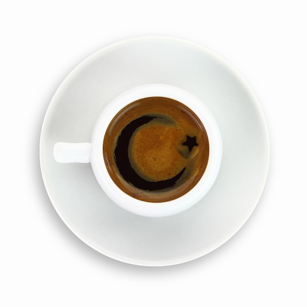 Рисунок турецкого флага на чашке кофе